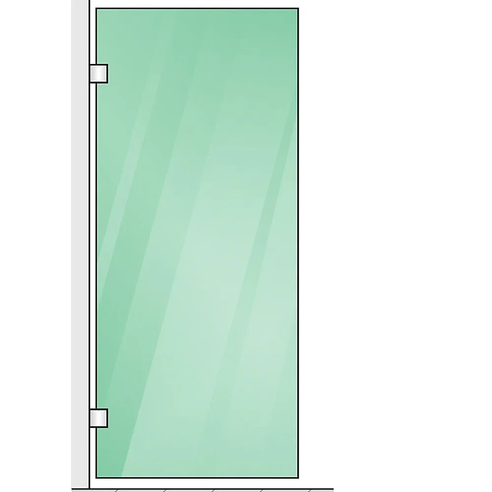 100x90cm Corner Frameless Shower Screen with Black Channel and Brass Hinges, Square Double Pull Handle