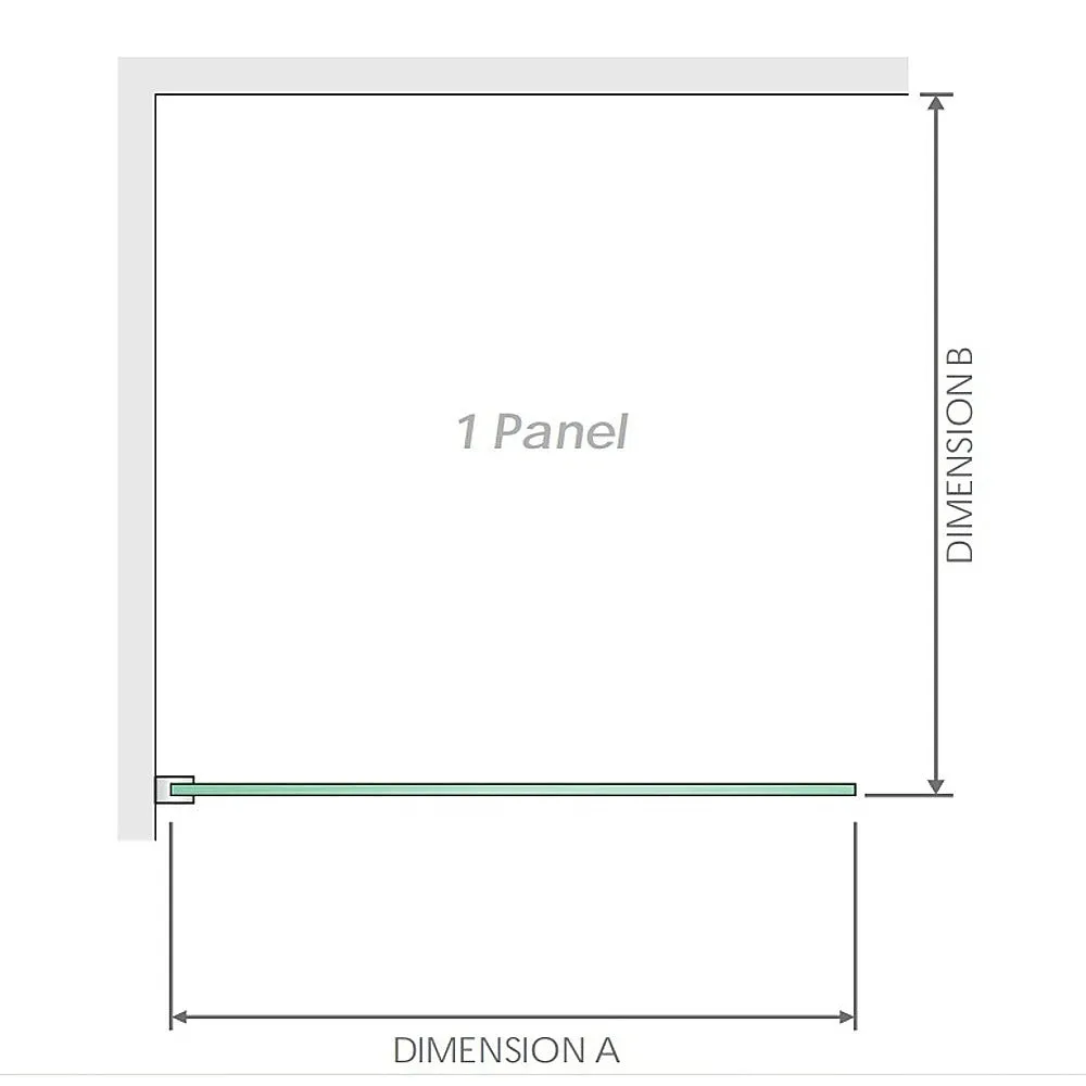 100x90cm Corner Frameless Shower Screen with Black Channel and Brass Hinges, Square Double Pull Handle