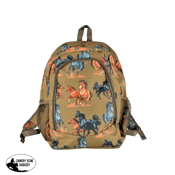 16.5" Backpack with running horses design.