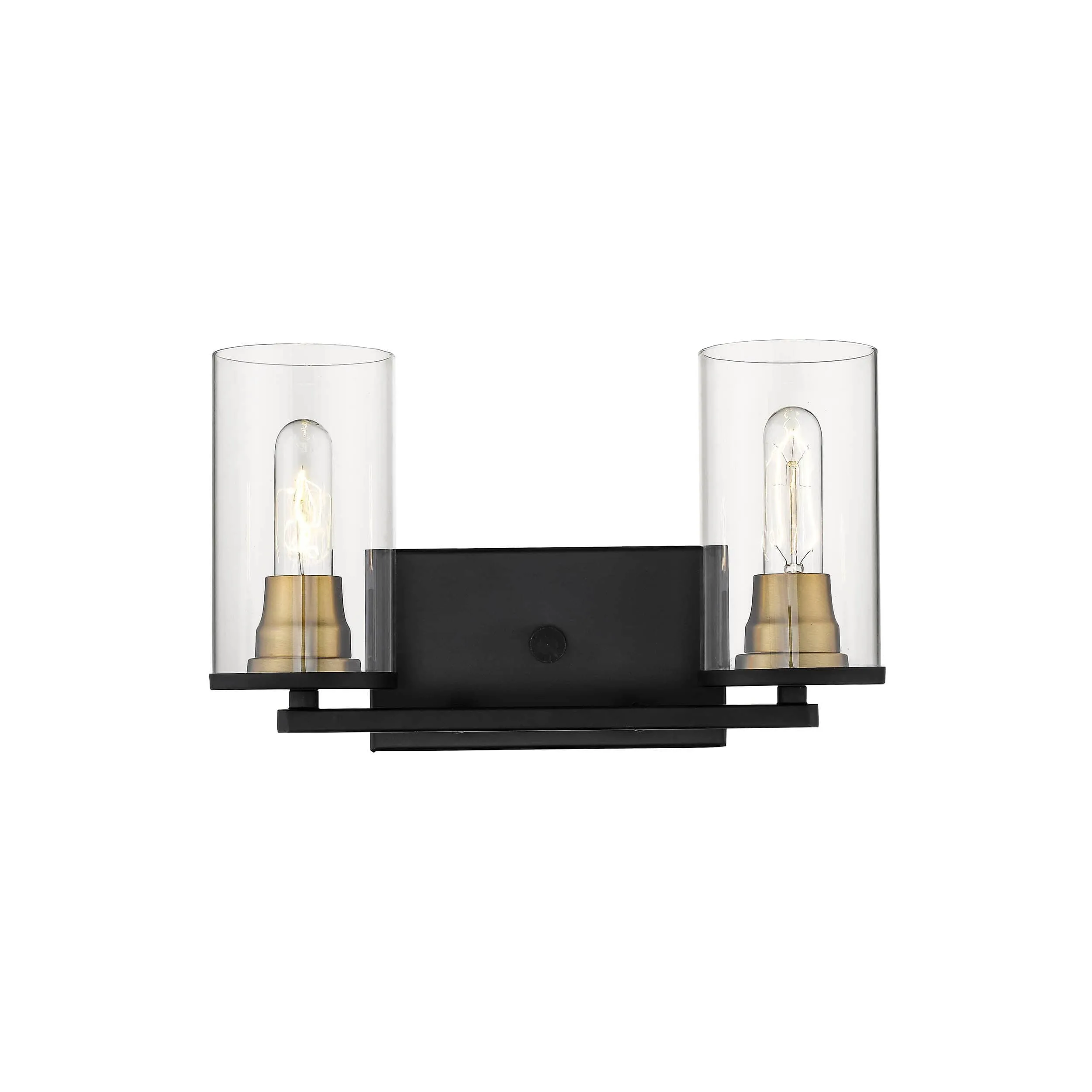 2 Lamps Pasadena Vanity Light - Matte Black / Heirloom Bronze - Clear Glass - 15in. Wide