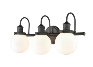 3 Lamps Ella Vanity Light - Matte Black - Frosted White Glass - 22.875in. Wide