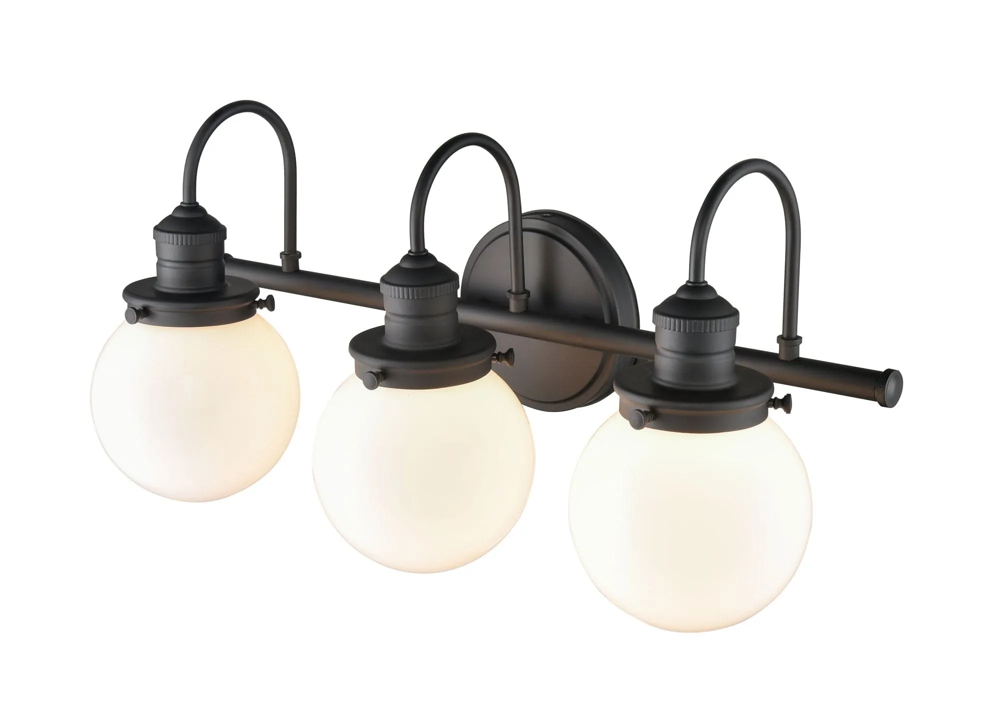 3 Lamps Ella Vanity Light - Matte Black - Frosted White Glass - 22.875in. Wide