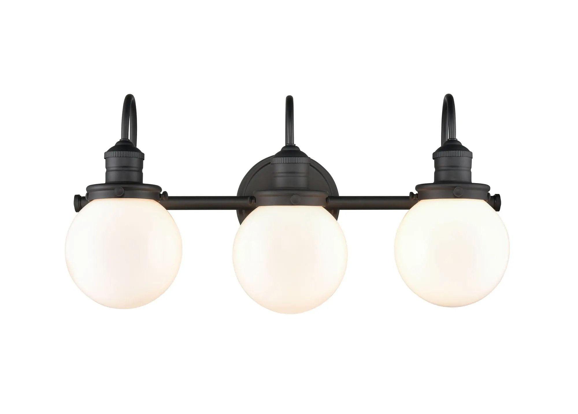 3 Lamps Ella Vanity Light - Matte Black - Frosted White Glass - 22.875in. Wide