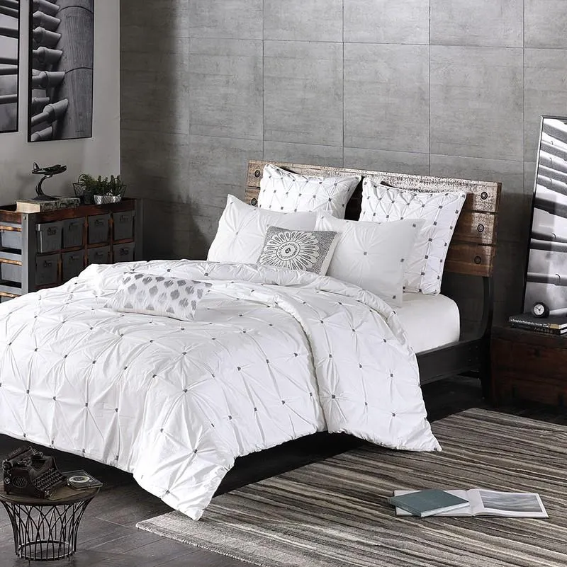 3 Piece Elastic Embroidered Cotton Comforter Set -Full/Queen II10-596 By Olliix