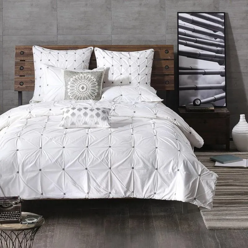 3 Piece Elastic Embroidered Cotton Comforter Set -Full/Queen II10-596 By Olliix