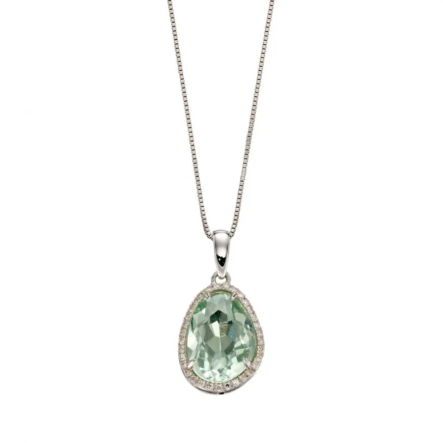 9ct White Gold Green Fluorite And Diamond Pendant Only GP2239G