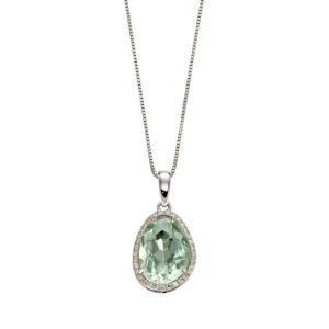 9ct White Gold Green Fluorite And Diamond Pendant Only GP2239G