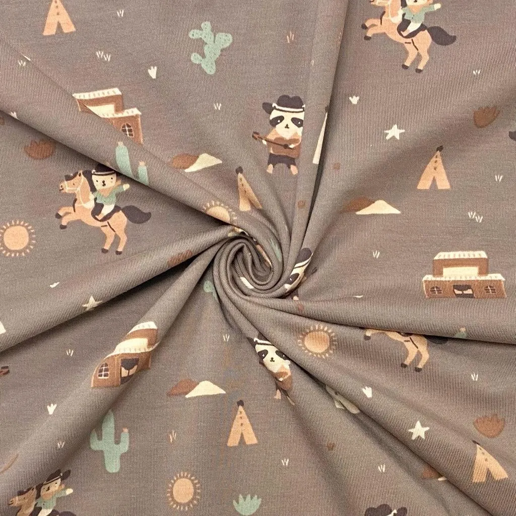 Animal Cowboys Cotton Jersey Fabric