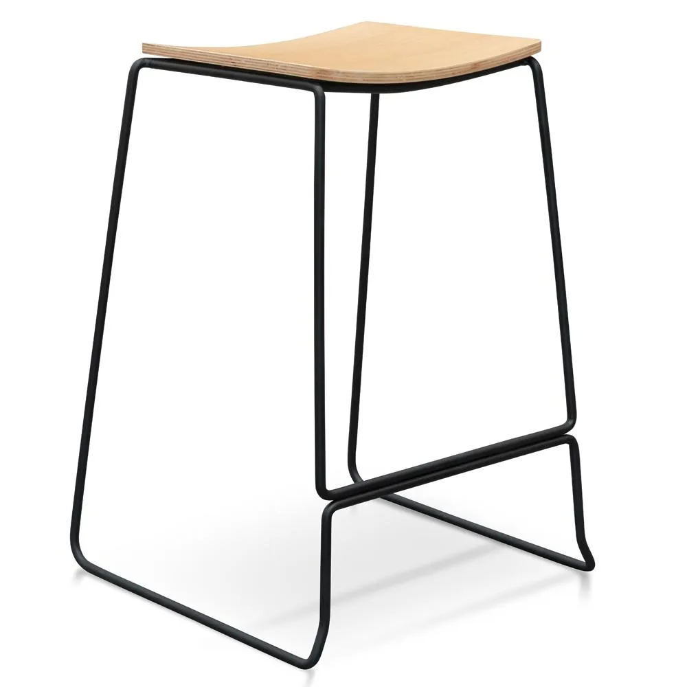 Apollo Bar Stool - Natural Timber Seat with Black Frame