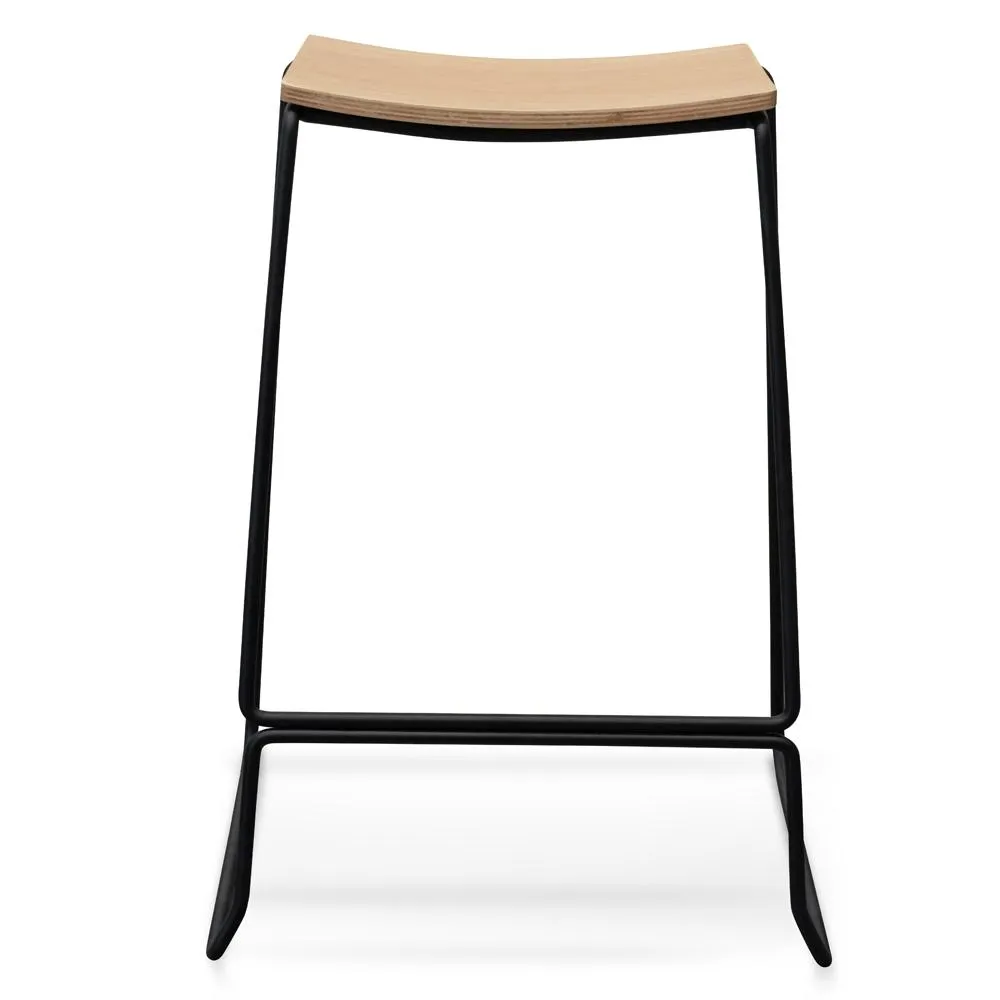 Apollo Bar Stool - Natural Timber Seat with Black Frame