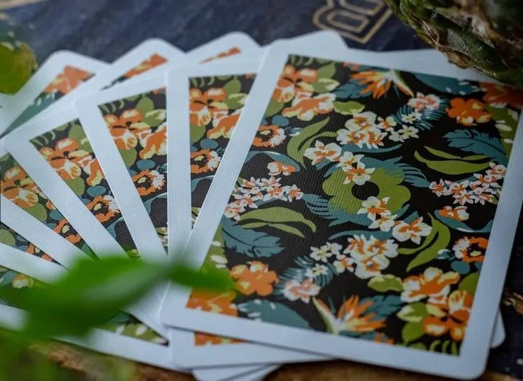 Black Flora Playing Cards