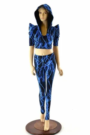 Blue Lightning Crop & Leggings Set