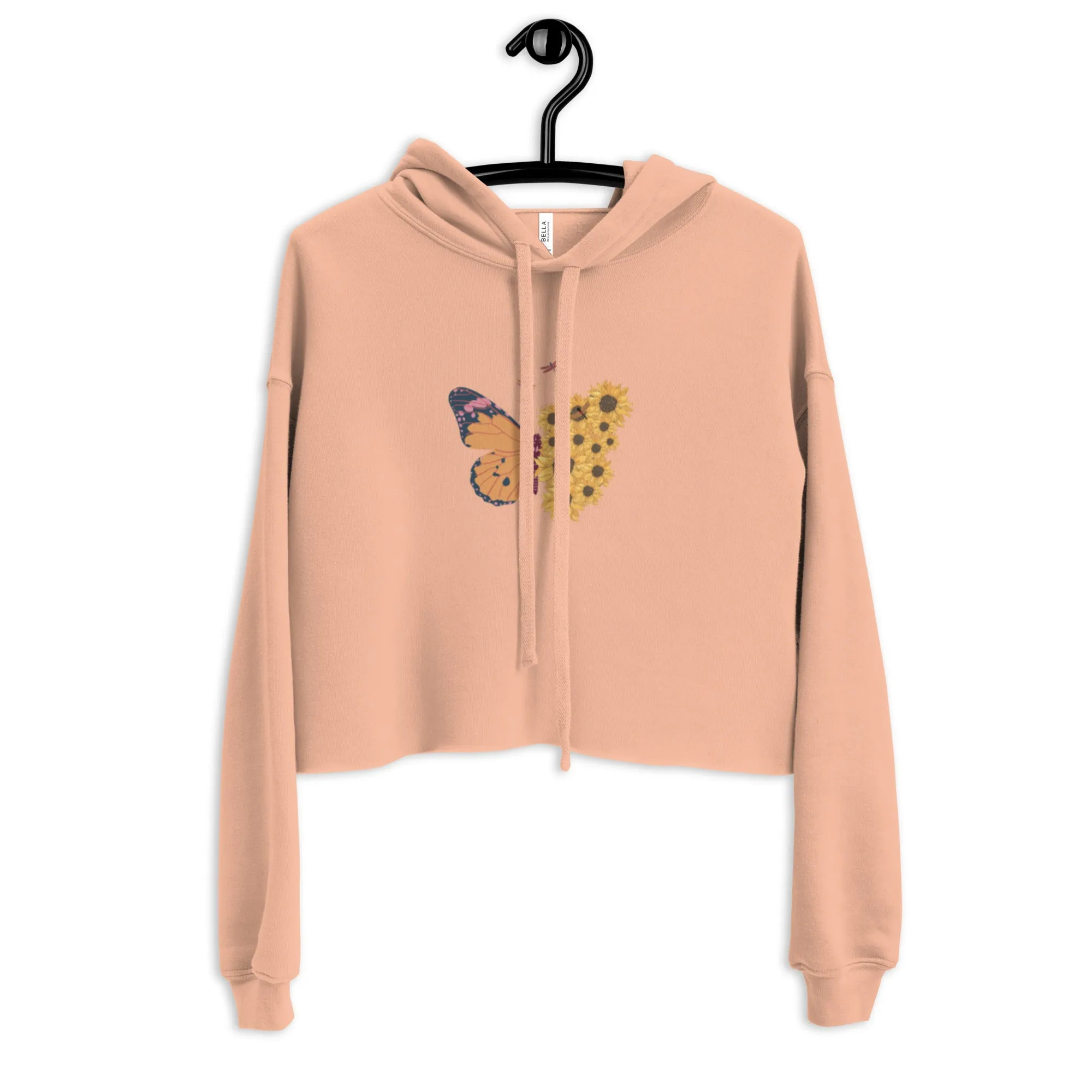 Butterfly - Sunflowers Printed Crop Hoodie