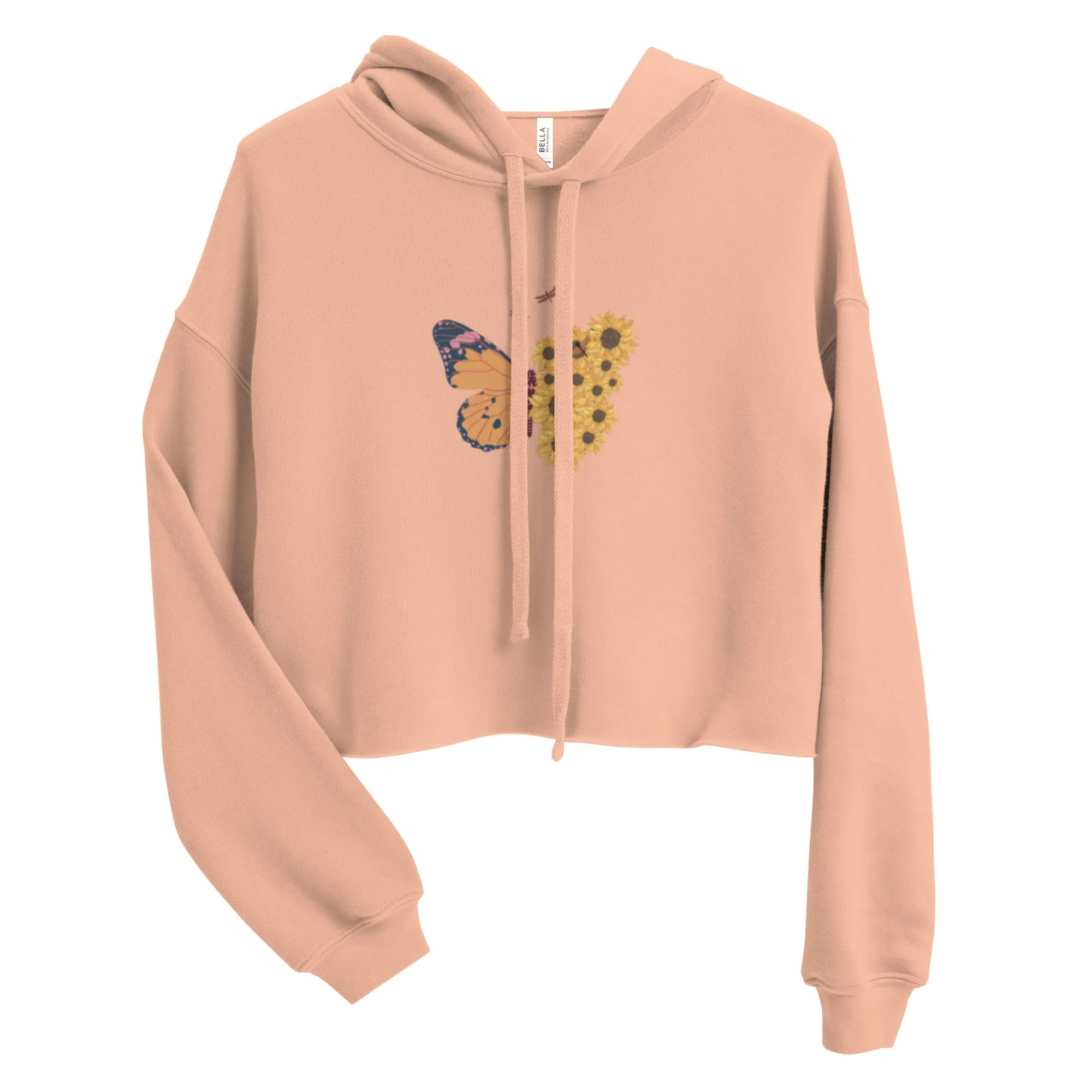 Butterfly - Sunflowers Printed Crop Hoodie