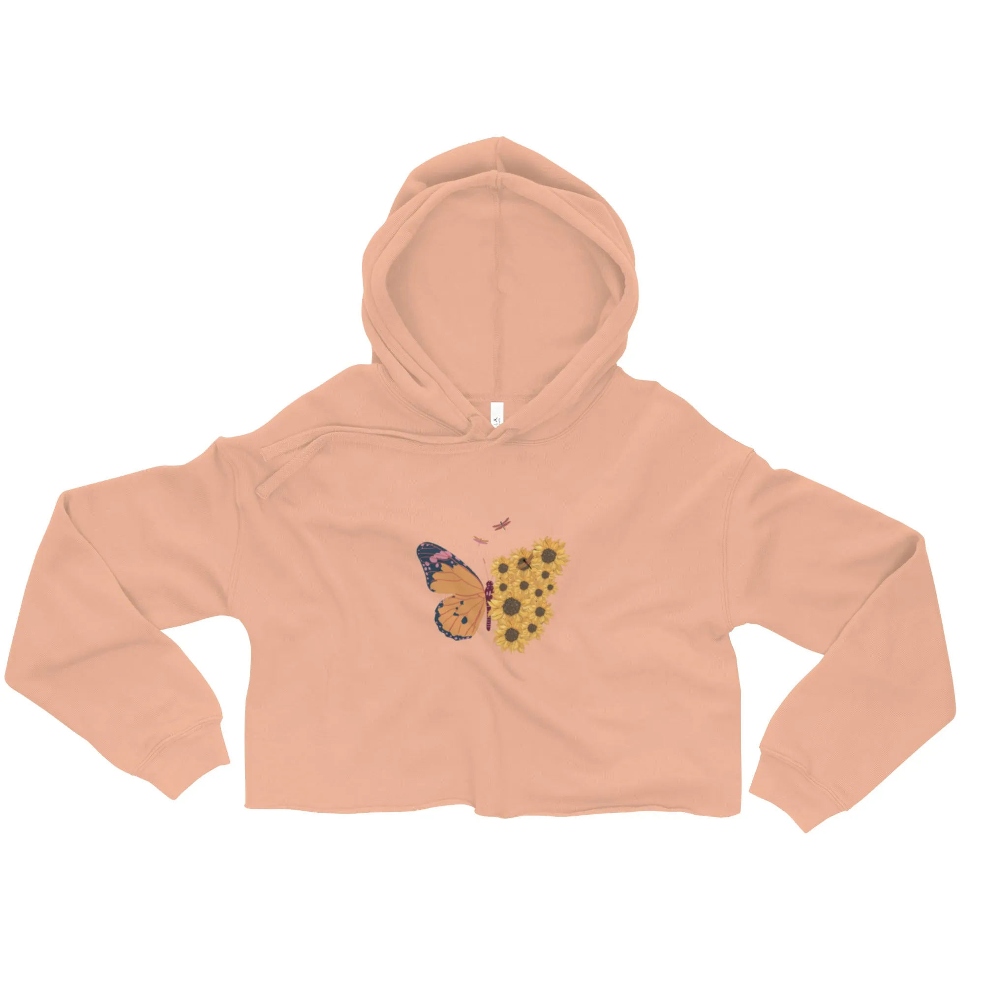 Butterfly - Sunflowers Printed Crop Hoodie