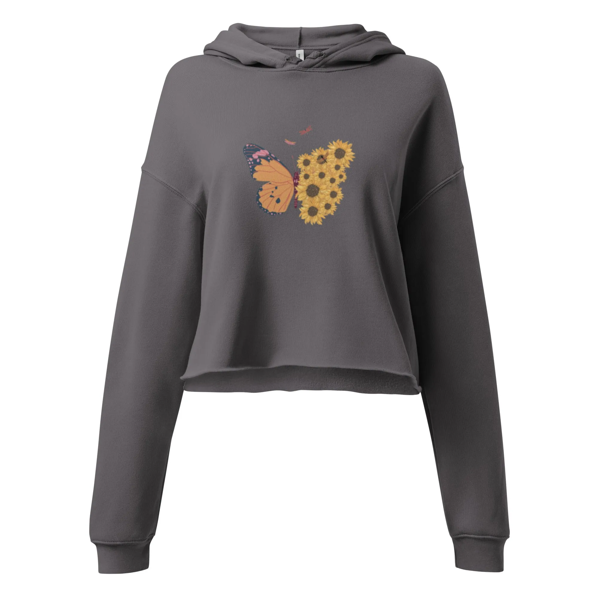 Butterfly - Sunflowers Printed Crop Hoodie