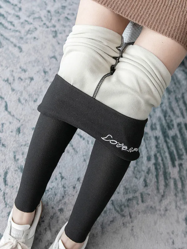 Casual Skinny Leg Keep Warm Solid Color Leggings