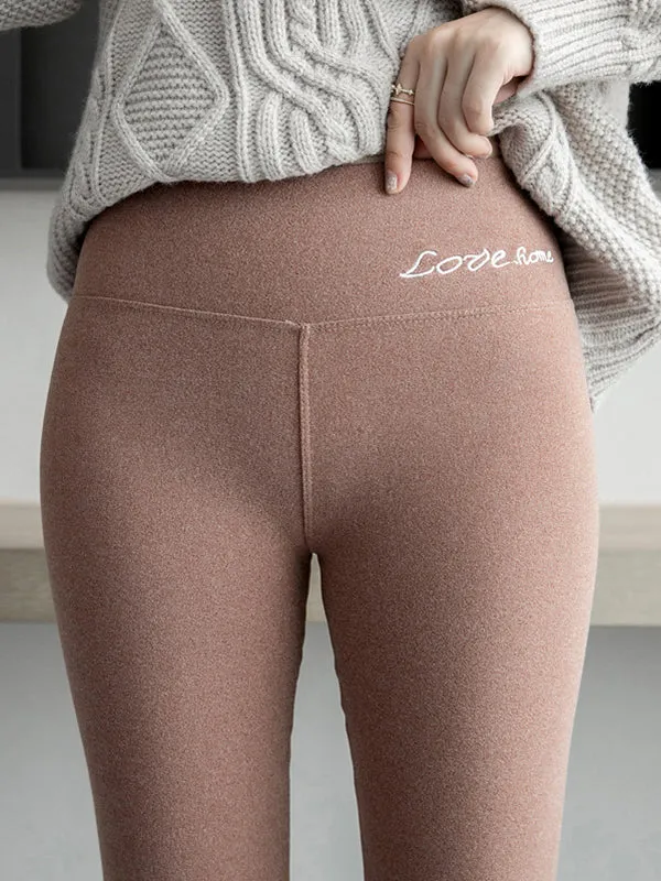 Casual Skinny Leg Keep Warm Solid Color Leggings