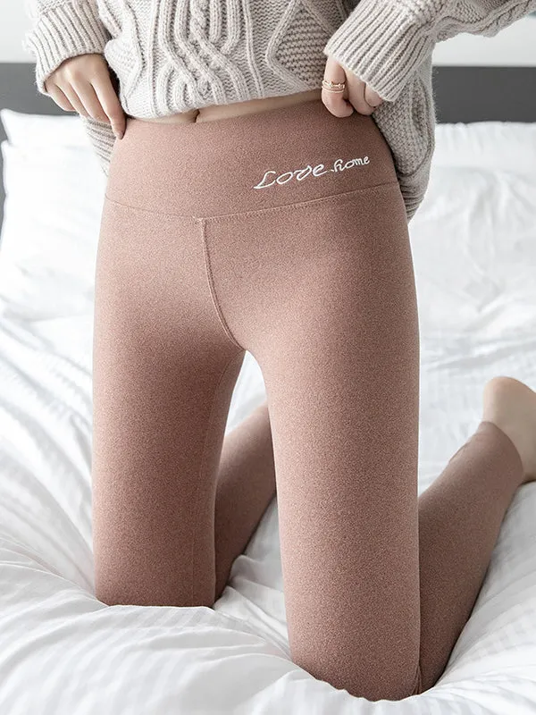 Casual Skinny Leg Keep Warm Solid Color Leggings