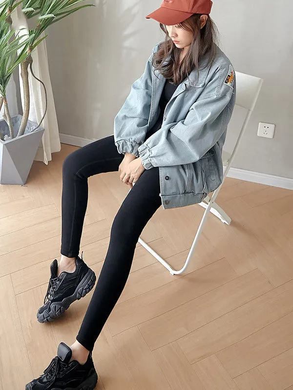 Casual Velvet Keep Warm Solid Color Leggings