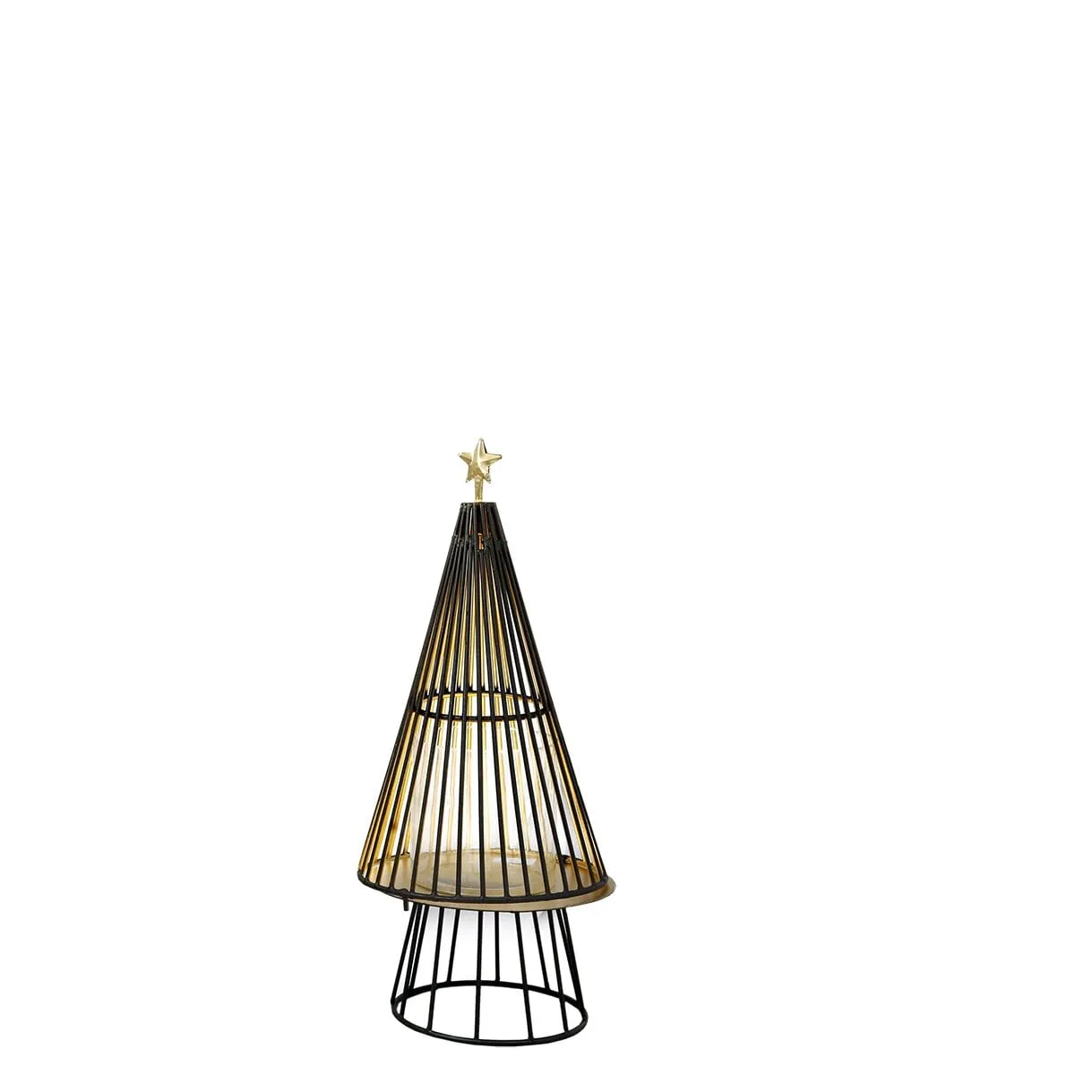 Christmas Tree Votive Matte Black/Matte Gold