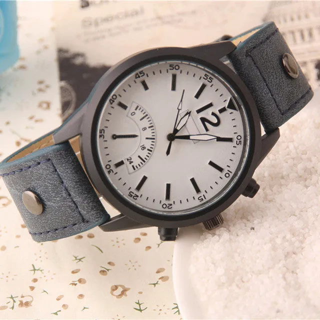 Cindiry New Cool Men Faux Leather Watches Unique Stylish Men Casual Quartz Wristwatch Brand Numeral Big Dial Clock P20