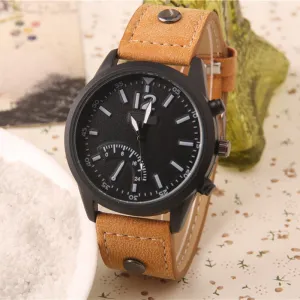 Cindiry New Cool Men Faux Leather Watches Unique Stylish Men Casual Quartz Wristwatch Brand Numeral Big Dial Clock P20