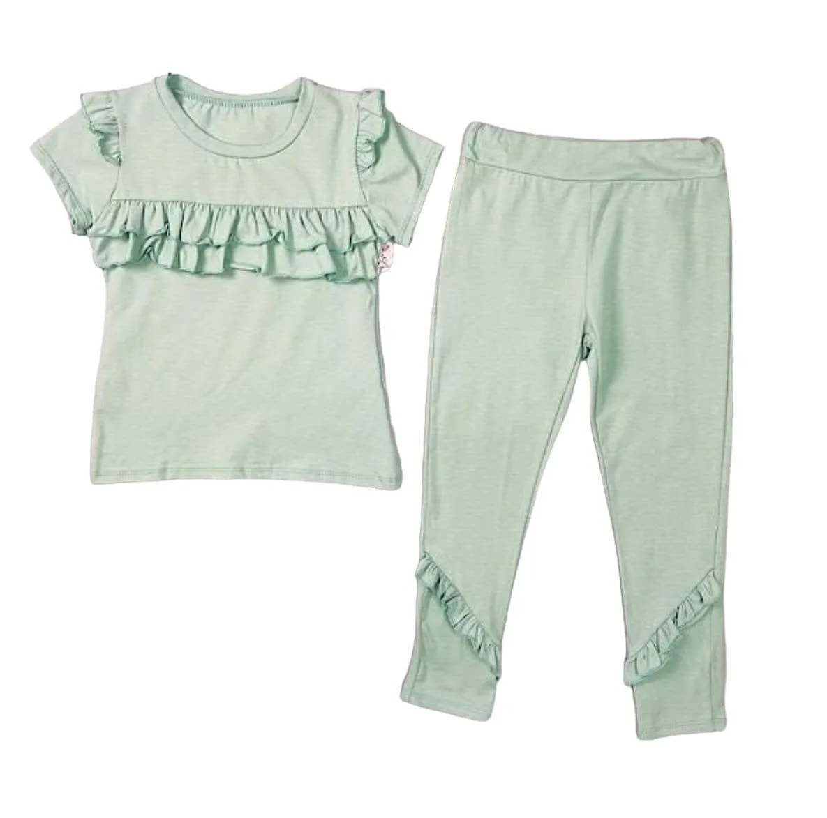 CLEARANCE DEAL - Loungewear - Pistachio Ruffle T-Shirt & Leggings Set 10yr