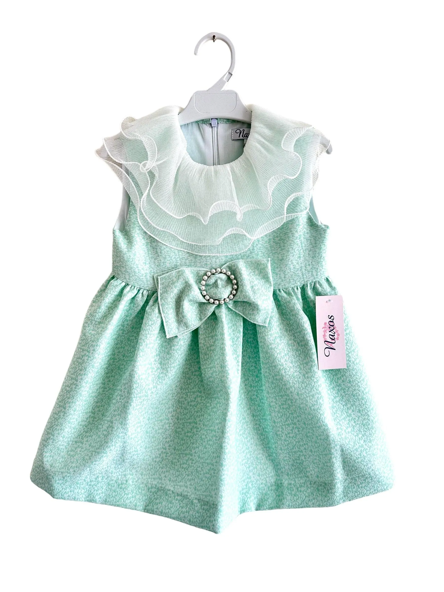 CLEARANCE SALE - NAXOS SS24 - Girls Green Puffball Dress & Headpiece