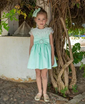 CLEARANCE SALE - NAXOS SS24 - Girls Green Puffball Dress & Headpiece