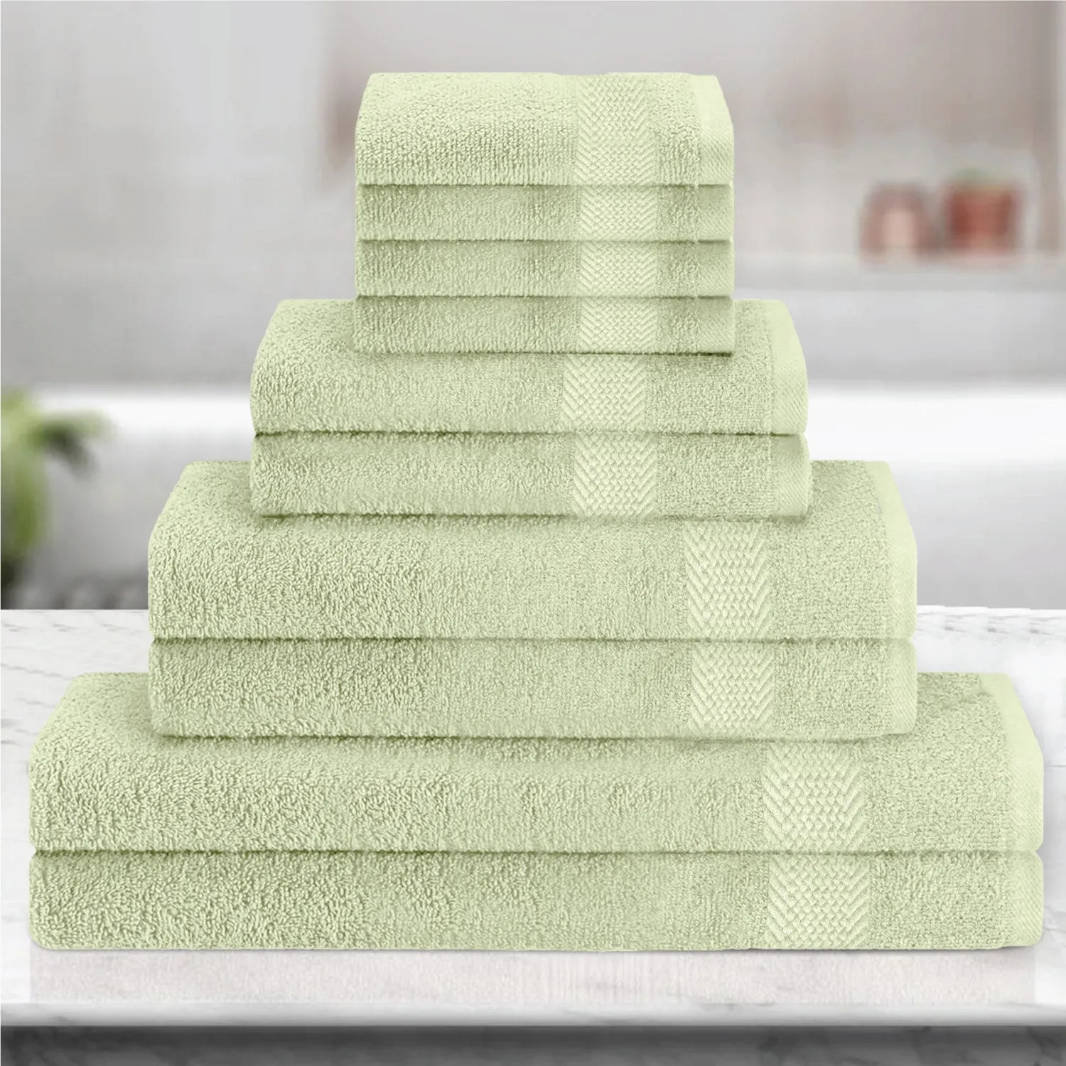 Cotton Towels 10 Piece Set-Soft Feel, Quick Dry, Highly Absorbent Durable Towels