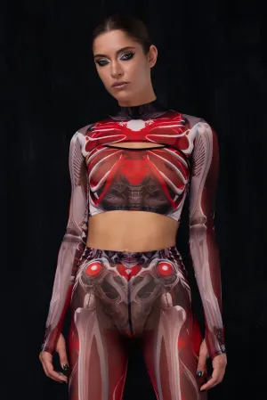 Crimson Skeleton 2 Piece Shrug Top