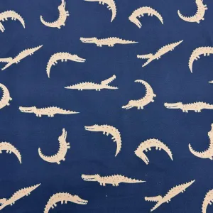 Crocodiles on Navy Cotton Jersey Fabric