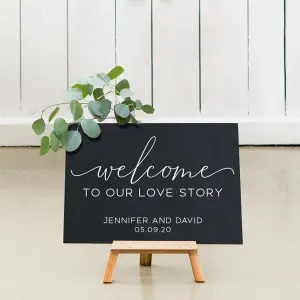 CUSTOM WEDDING CHALKBOARD SIGN - WELCOME SCRIPT