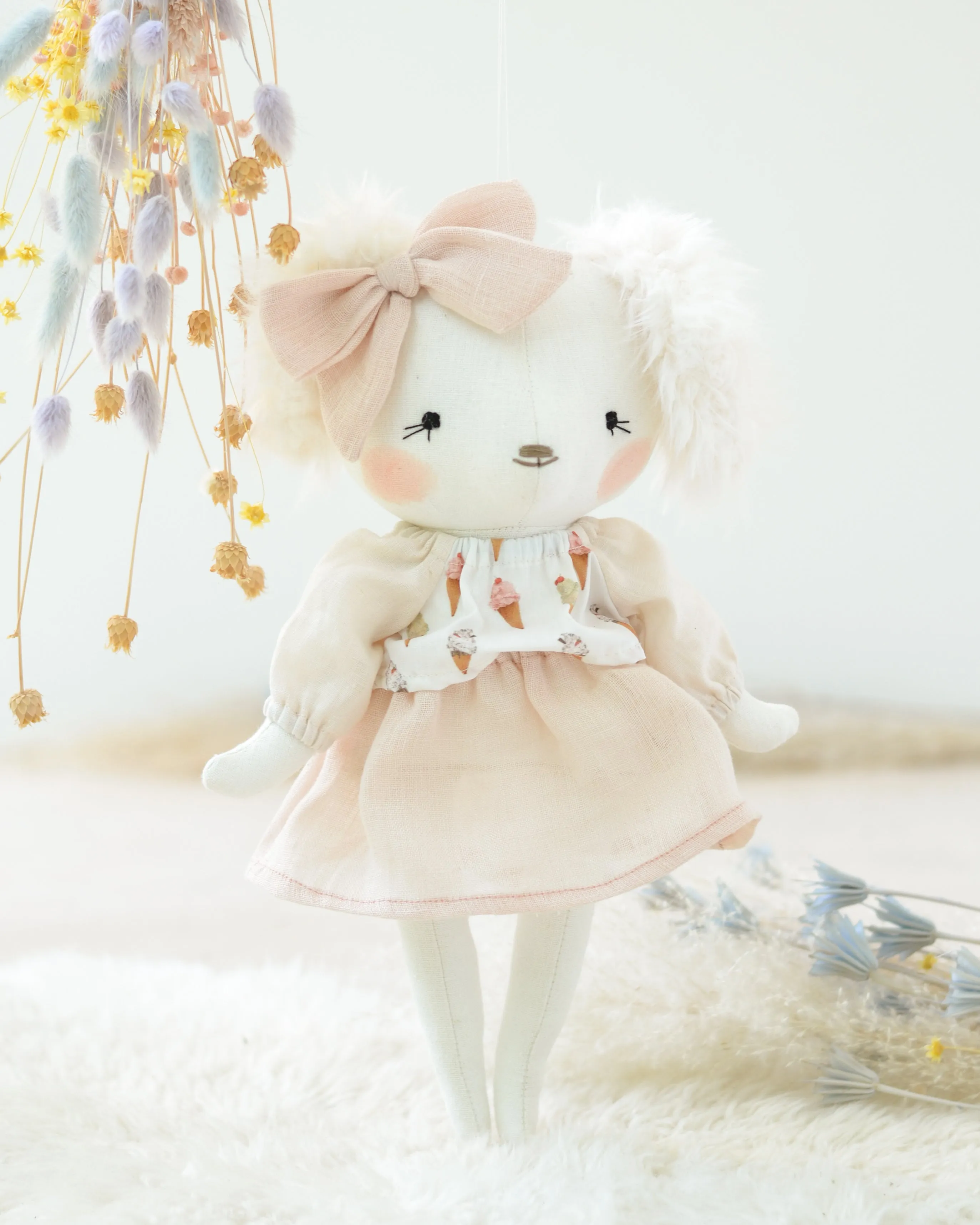 Dog Soft Toy Alphonsine | Pink Ice Cream Outfit