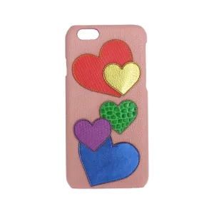 Dolce & Gabbana Chic Pink Leather Heart-Embellished Phone Cover