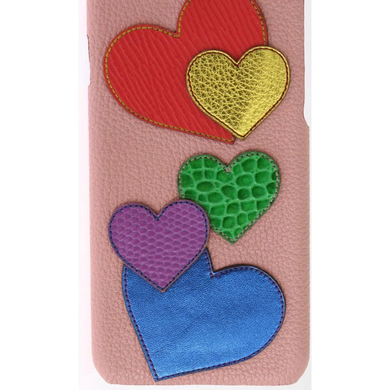 Dolce & Gabbana Chic Pink Leather Heart-Embellished Phone Cover