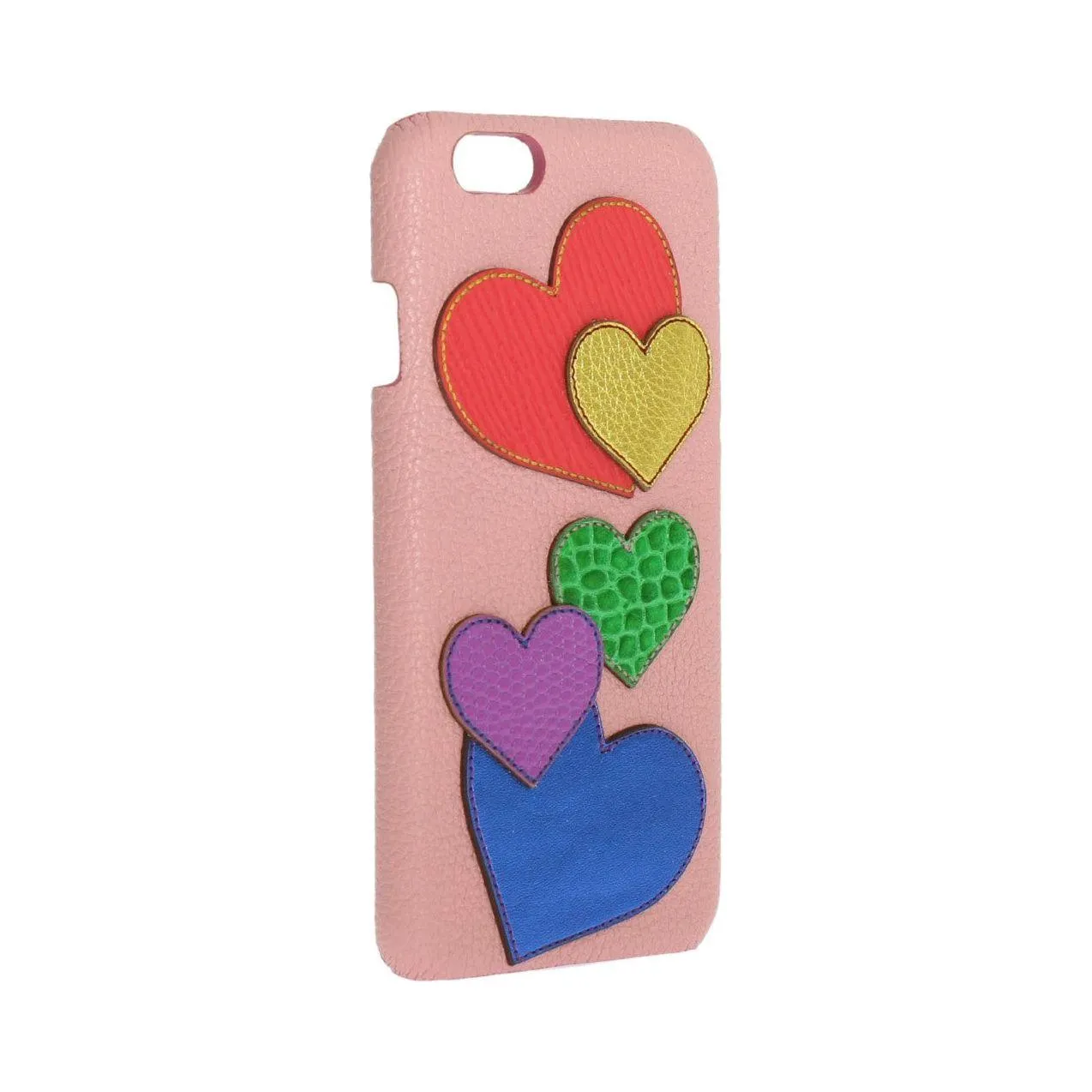 Dolce & Gabbana Chic Pink Leather Heart-Embellished Phone Cover