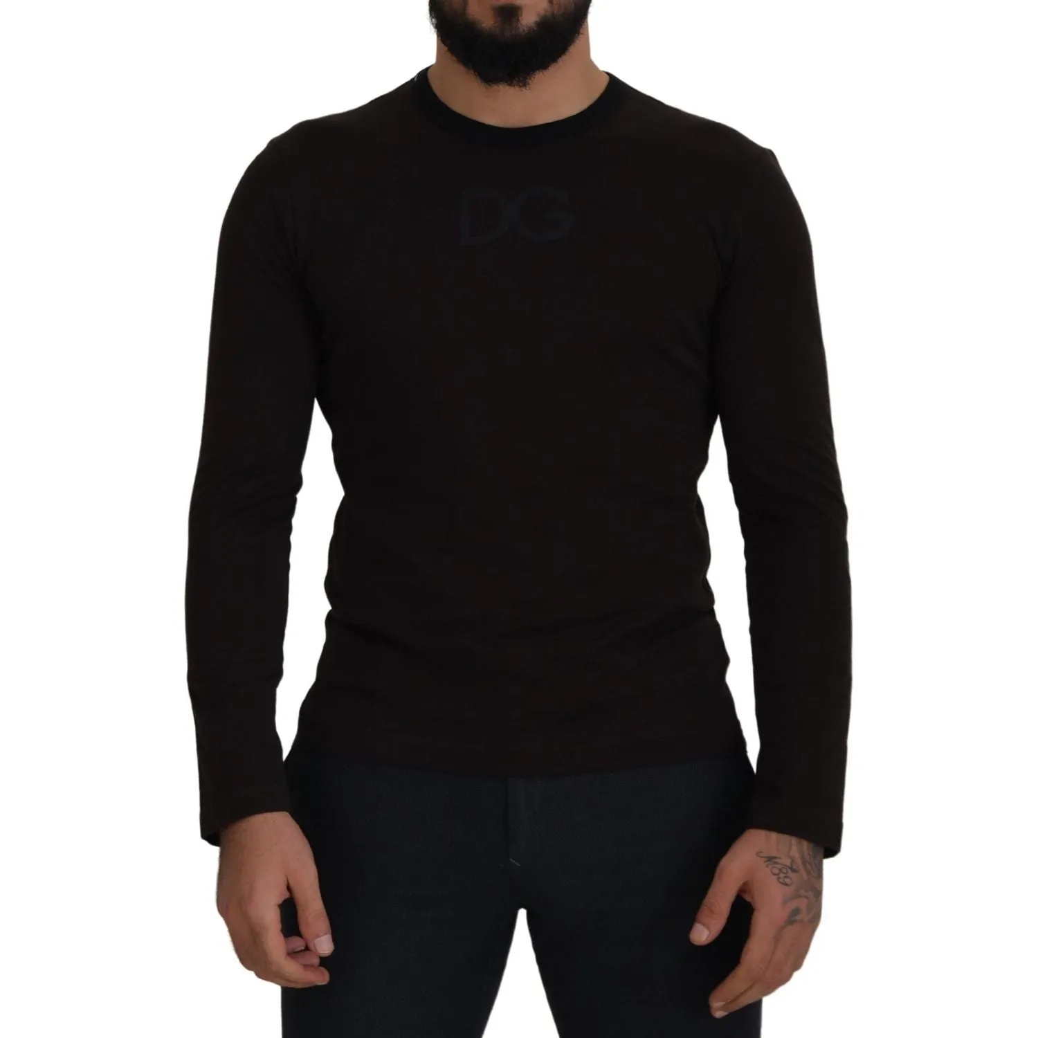 Dolce & Gabbana Elegant Brown Crewneck Cotton Sweater