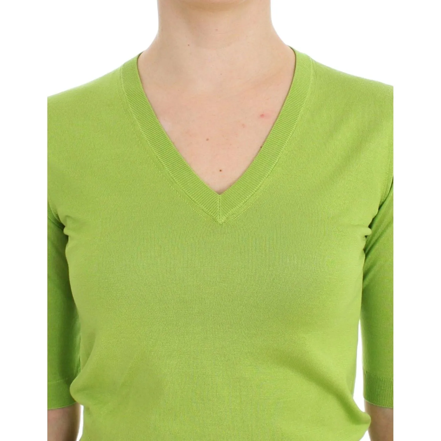 Dolce & Gabbana Emerald Green Wool V-Neck Pullover