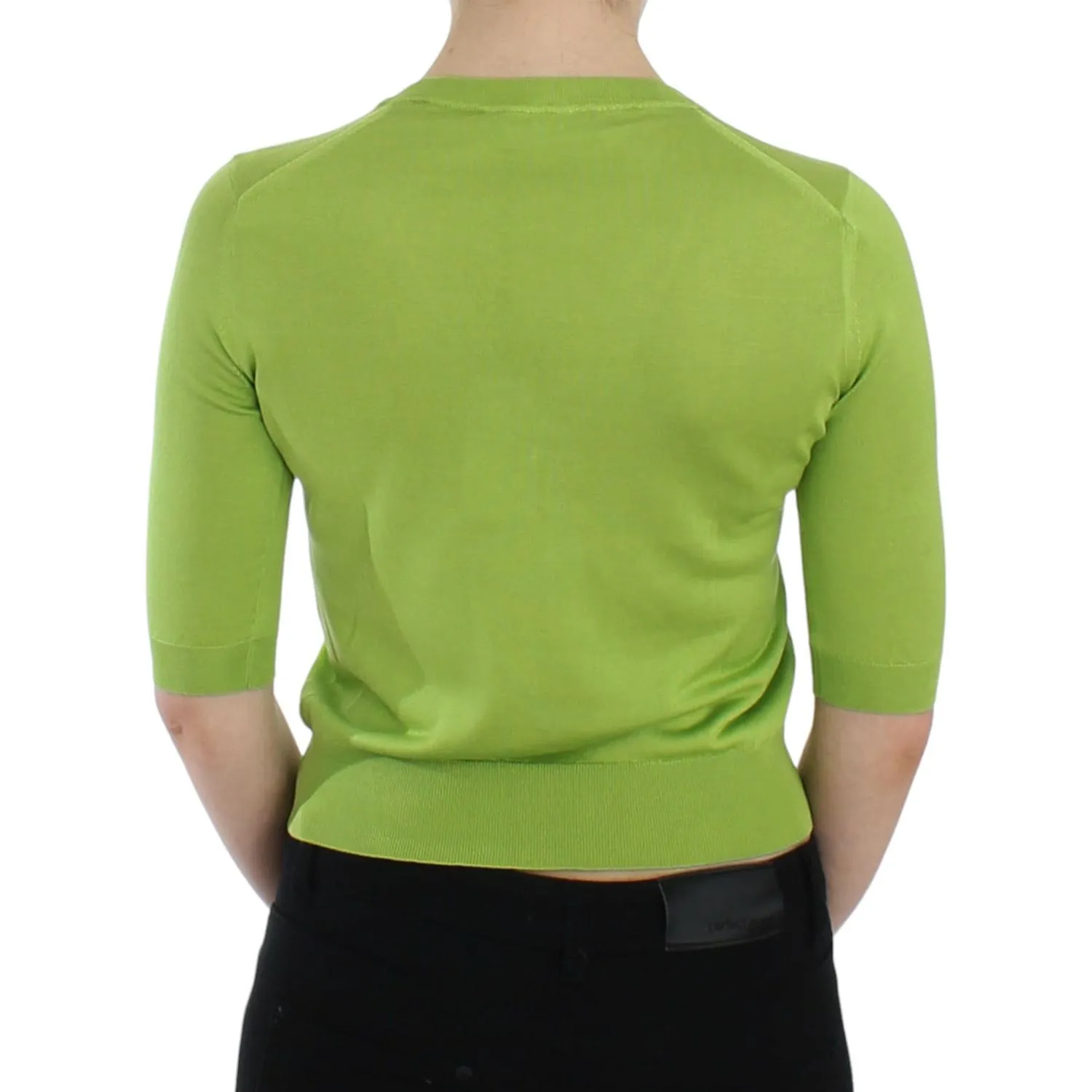 Dolce & Gabbana Emerald Green Wool V-Neck Pullover