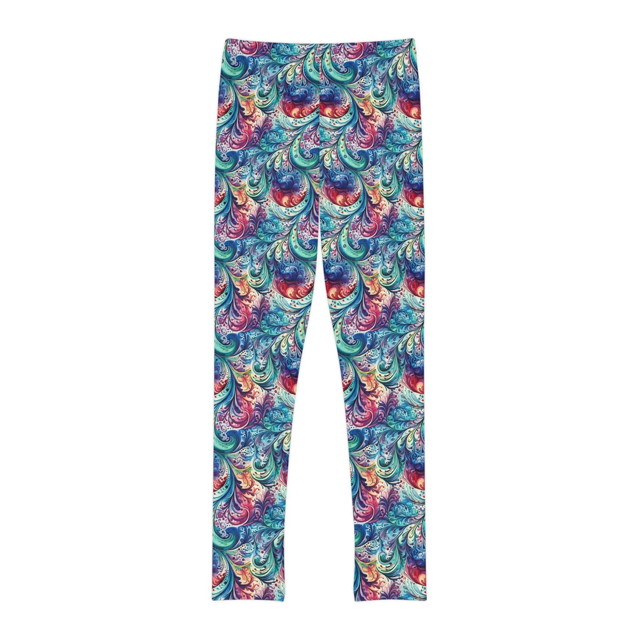 Full-Length Leggings Navy blue Paisley Design - Kids Leggings