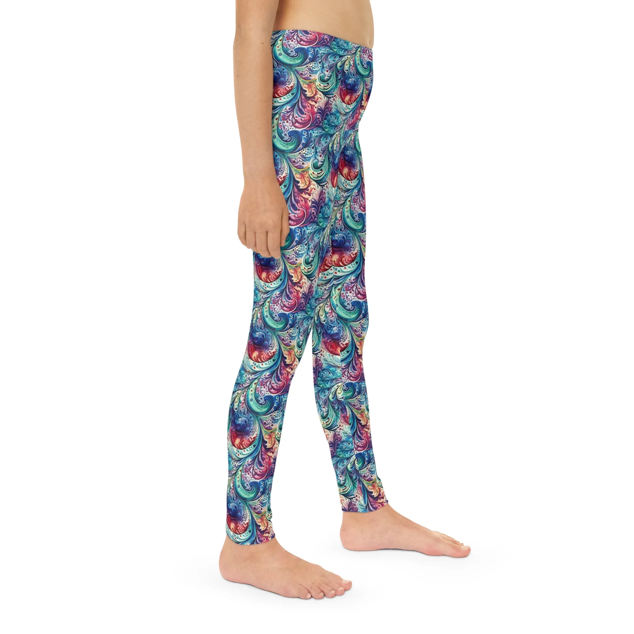 Full-Length Leggings Navy blue Paisley Design - Kids Leggings