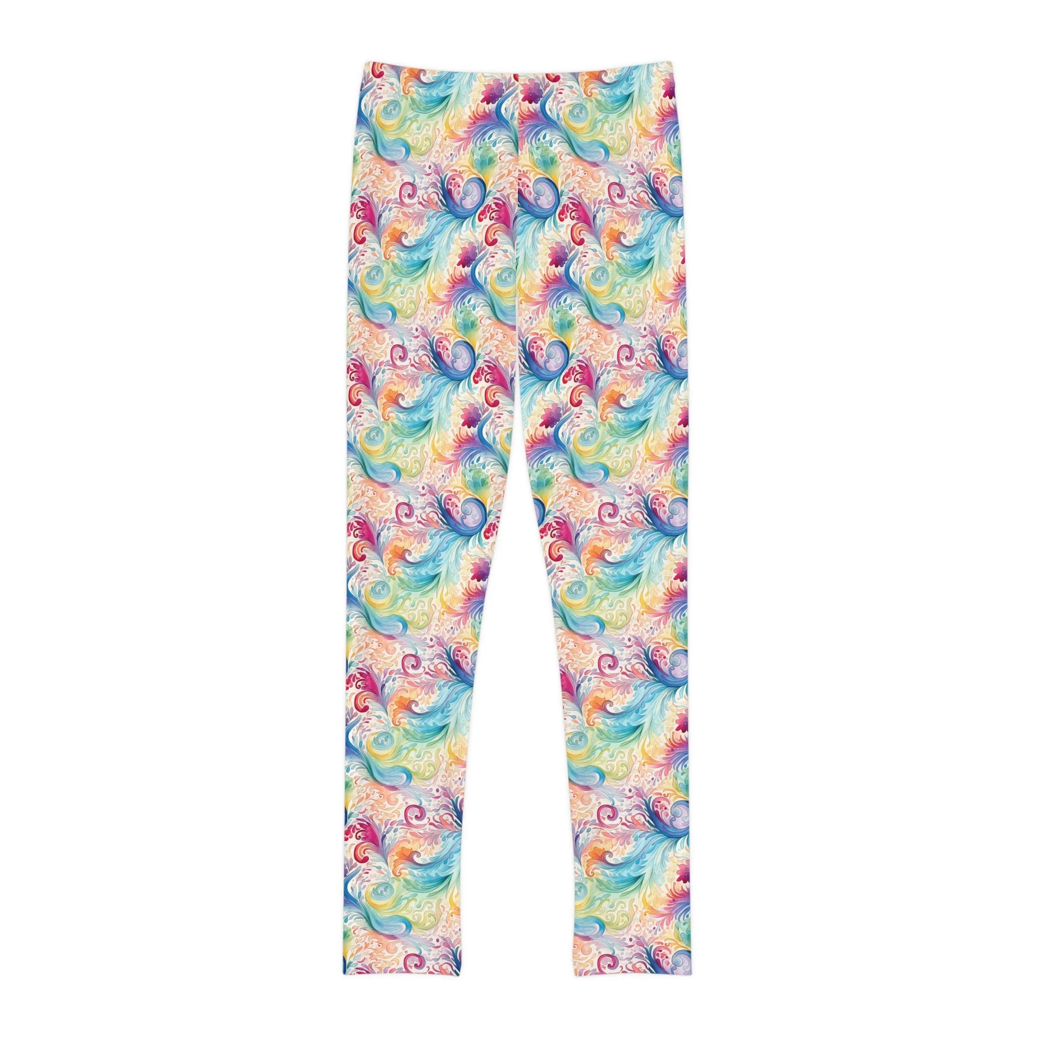 Full-Length Leggings Rainbow Paisley Design - Kids Leggings