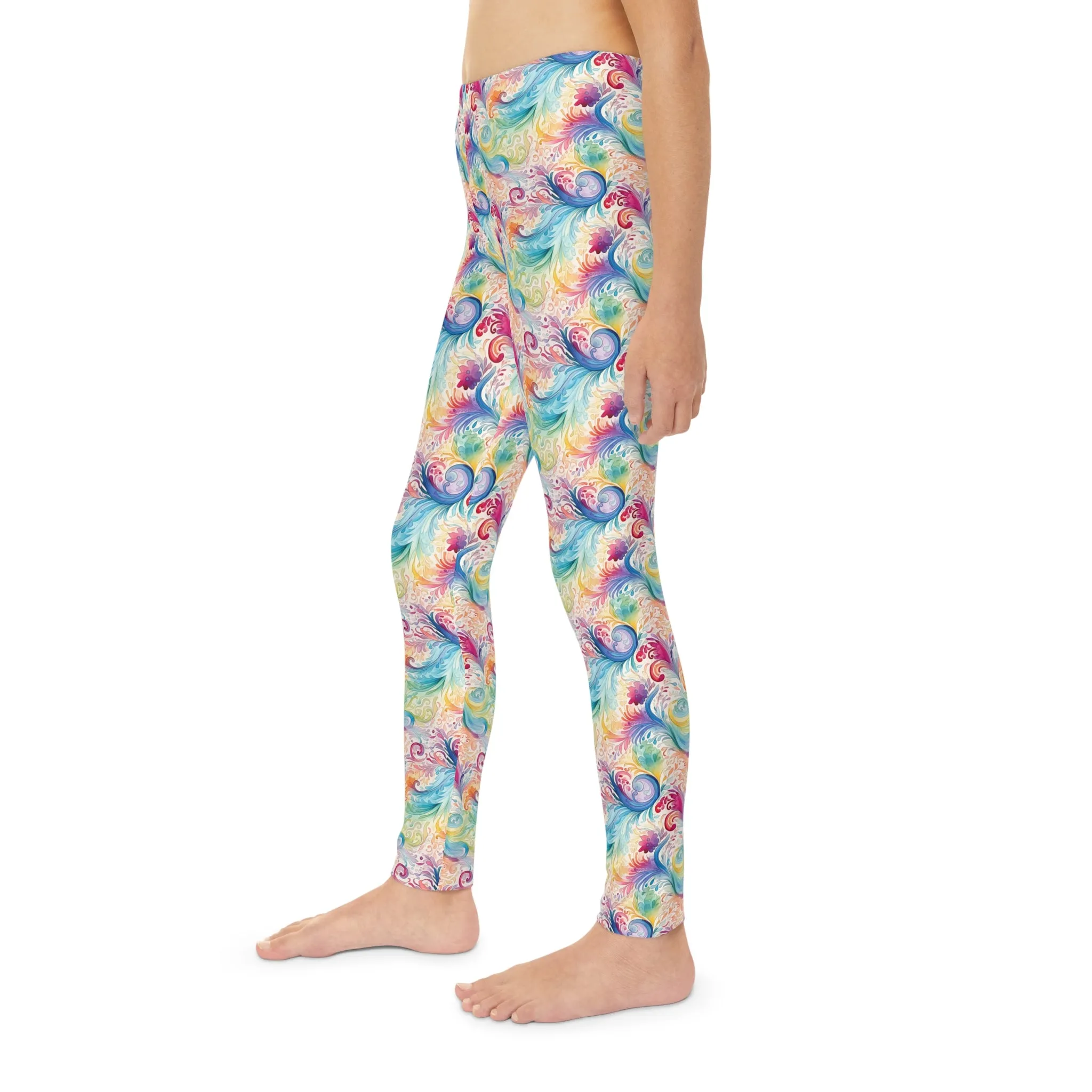 Full-Length Leggings Rainbow Paisley Design - Kids Leggings