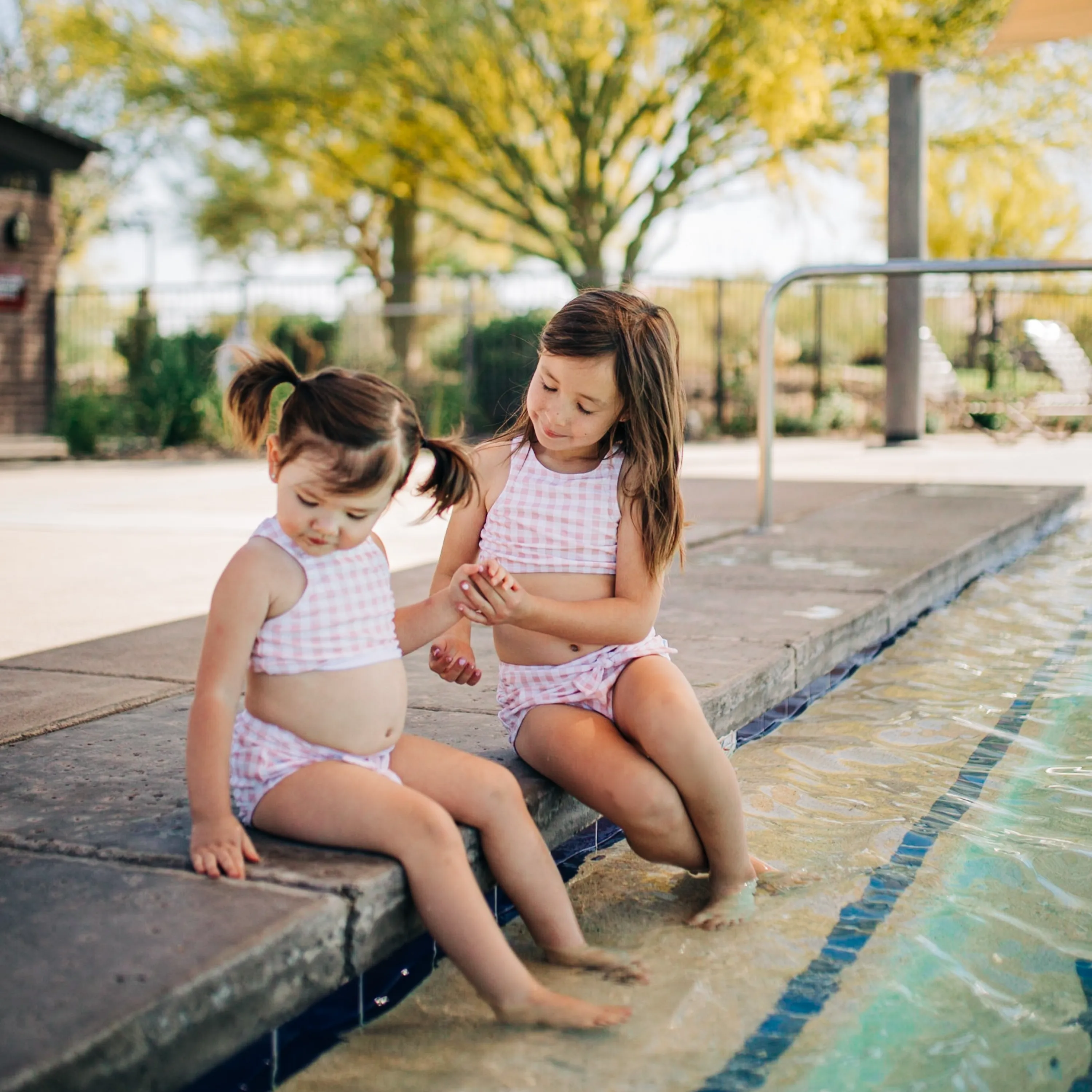 Girls Halter Top High-Waisted Set (2 Piece) | "Tied with a Bow" Pink Gingham