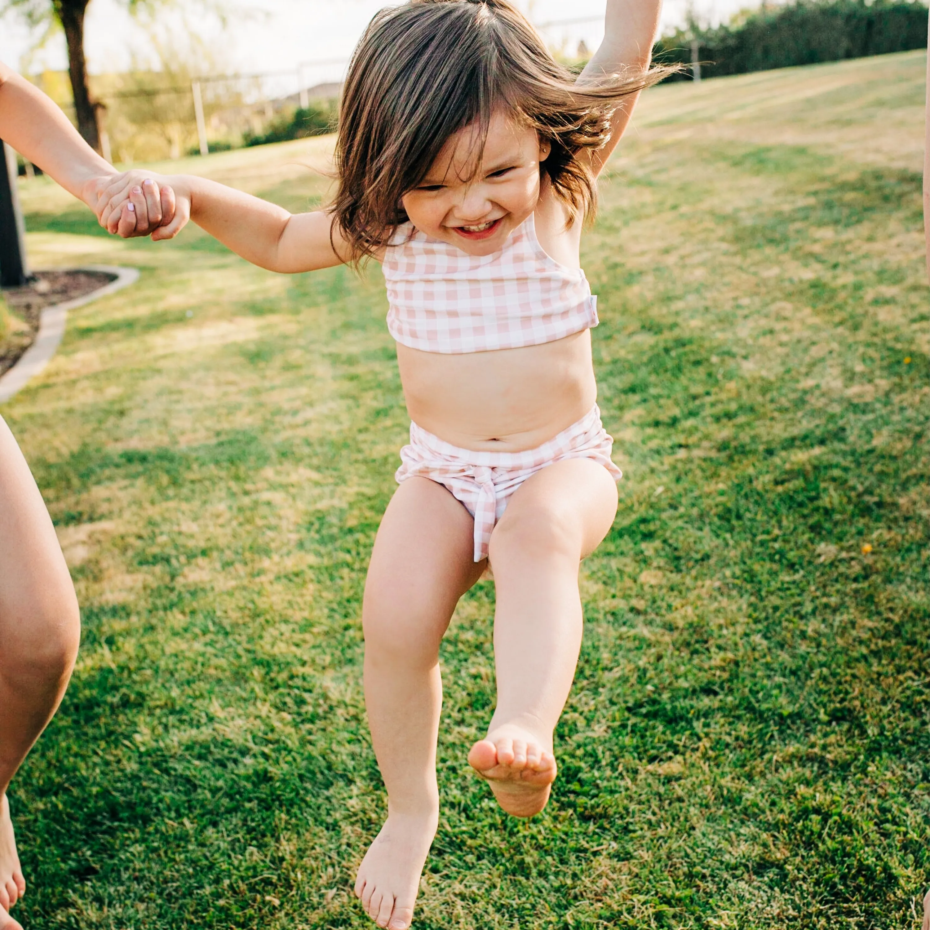 Girls Halter Top High-Waisted Set (2 Piece) | "Tied with a Bow" Pink Gingham