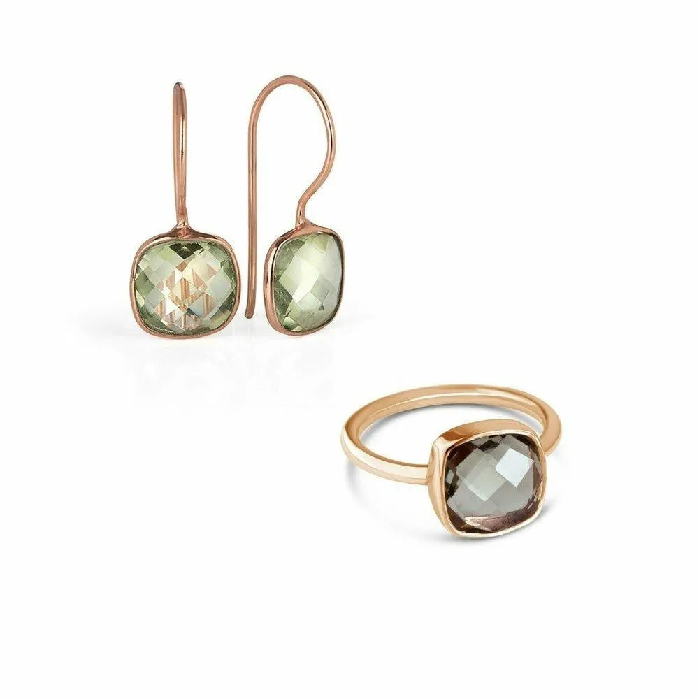 Green Amethyst Earrings | Rose Gold