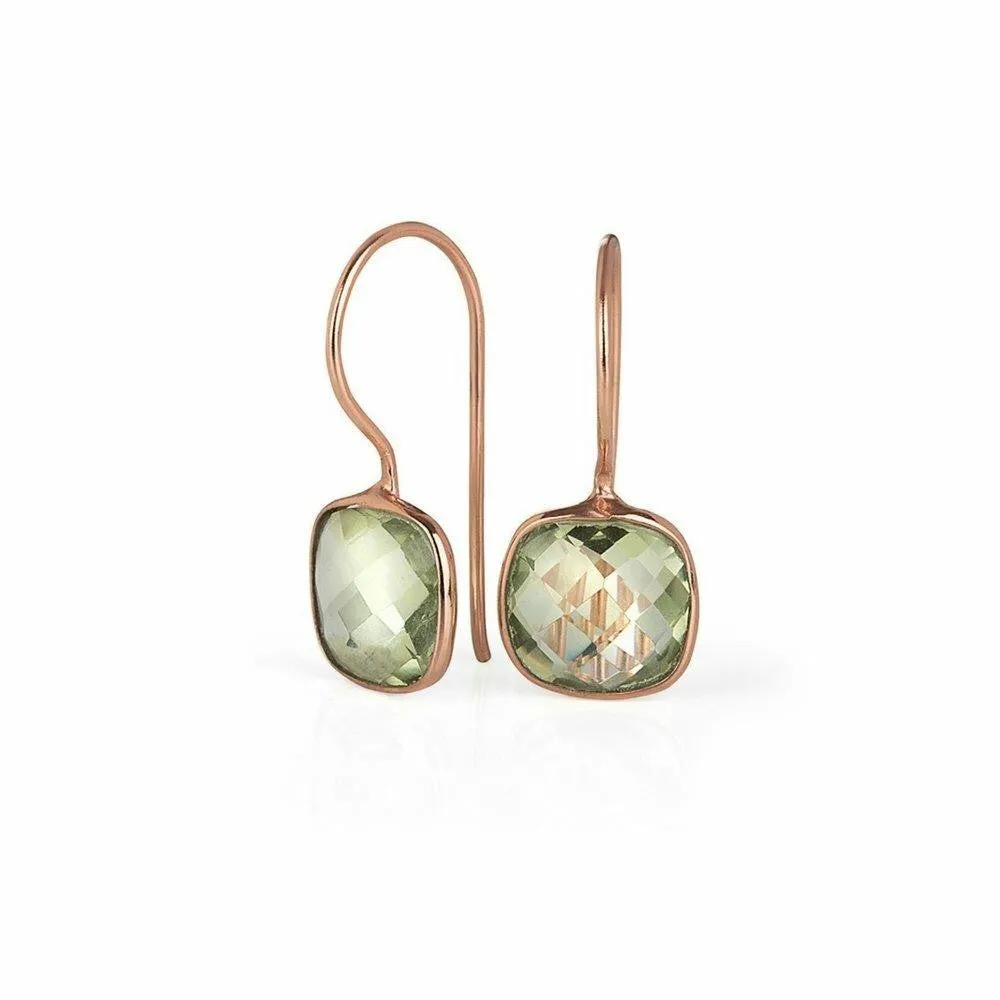 Green Amethyst Earrings | Rose Gold