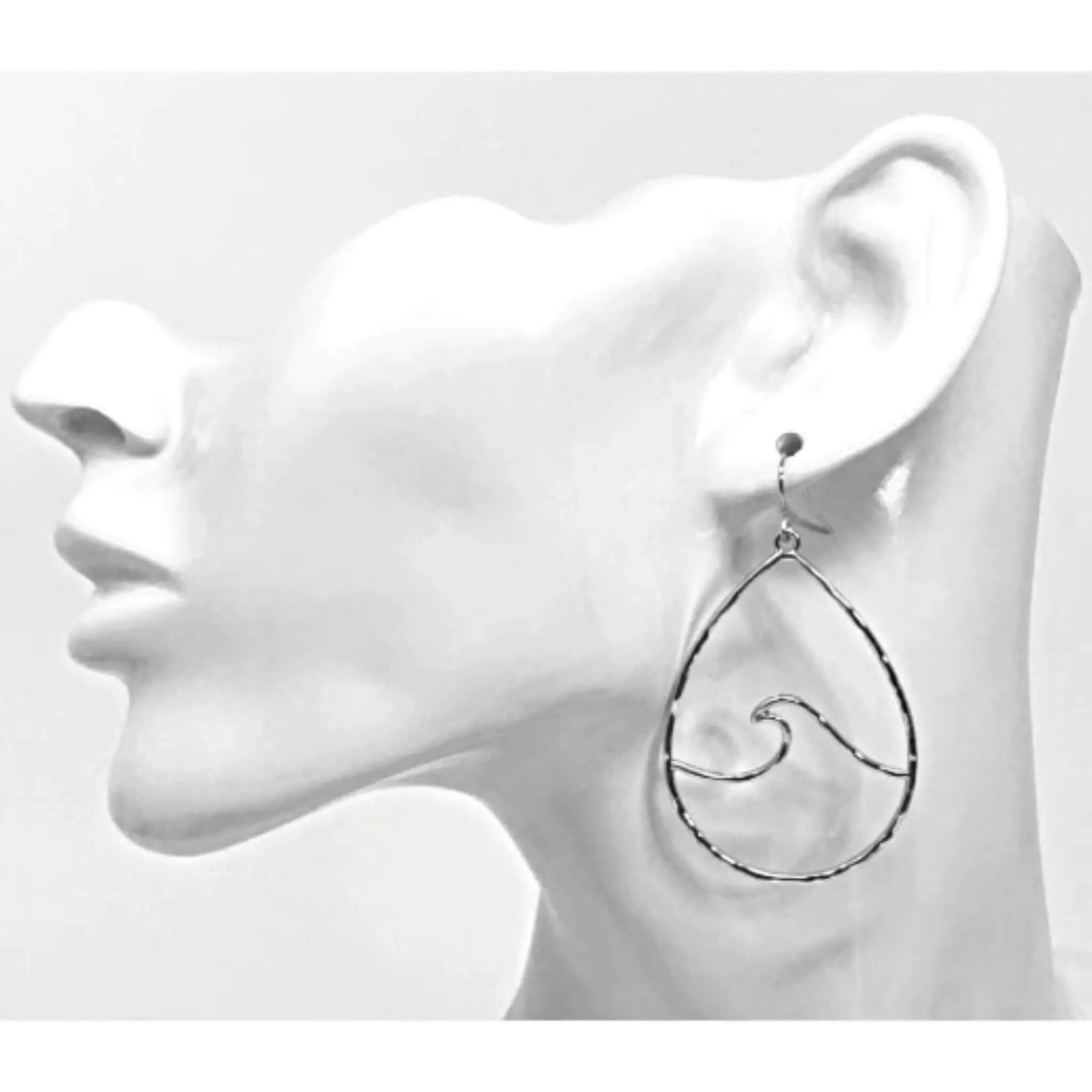 Hammered Teardrop Wave Earrings